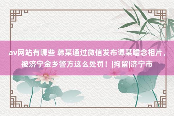 av网站有哪些 韩某通过微信发布谭某瞻念相片，被济宁金乡警方这么处罚！|拘留|济宁市
