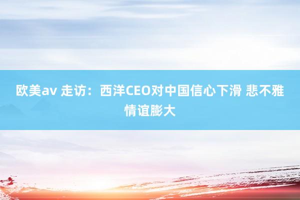 欧美av 走访：西洋CEO对中国信心下滑 悲不雅情谊膨大