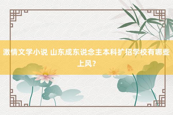 激情文学小说 山东成东说念主本科扩招学校有哪些上风？