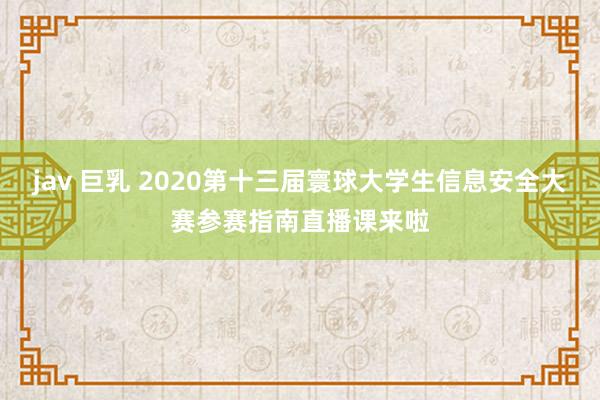 jav 巨乳 2020第十三届寰球大学生信息安全大赛参赛指南直播课来啦
