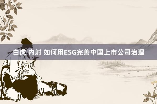 白虎 内射 如何用ESG完善中国上市公司治理
