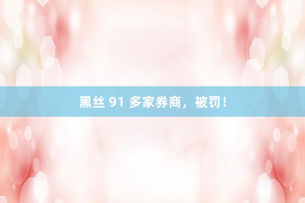 黑丝 91 多家券商，被罚！