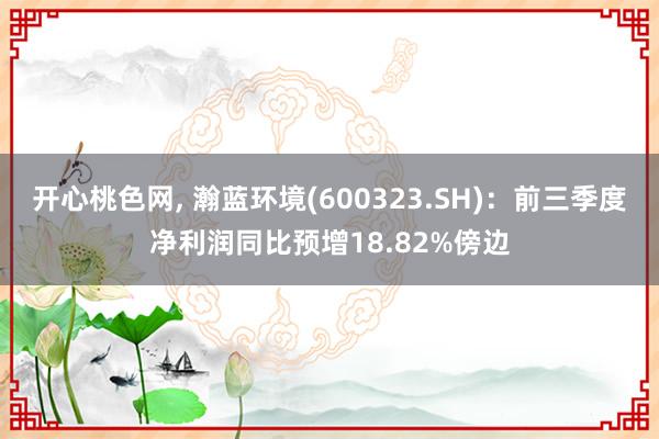 开心桃色网， 瀚蓝环境(600323.SH)：前三季度净利润同比预增18.82%傍边