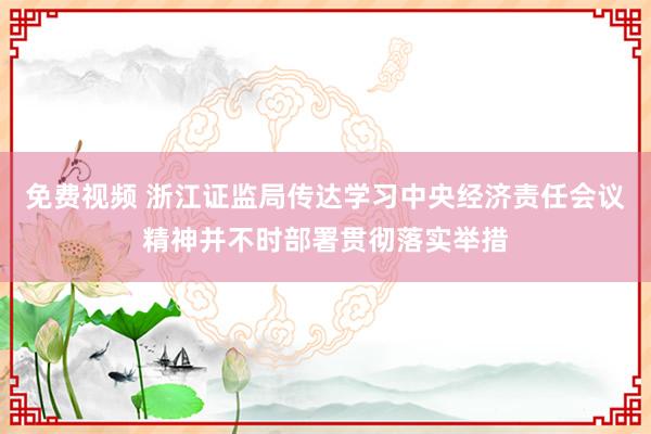 免费视频 浙江证监局传达学习中央经济责任会议精神并不时部署贯彻落实举措
